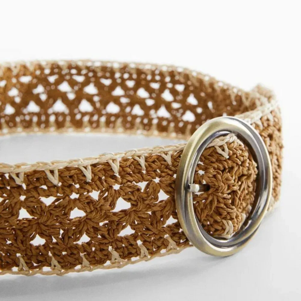 Mango Marta Braided Raffia Belt